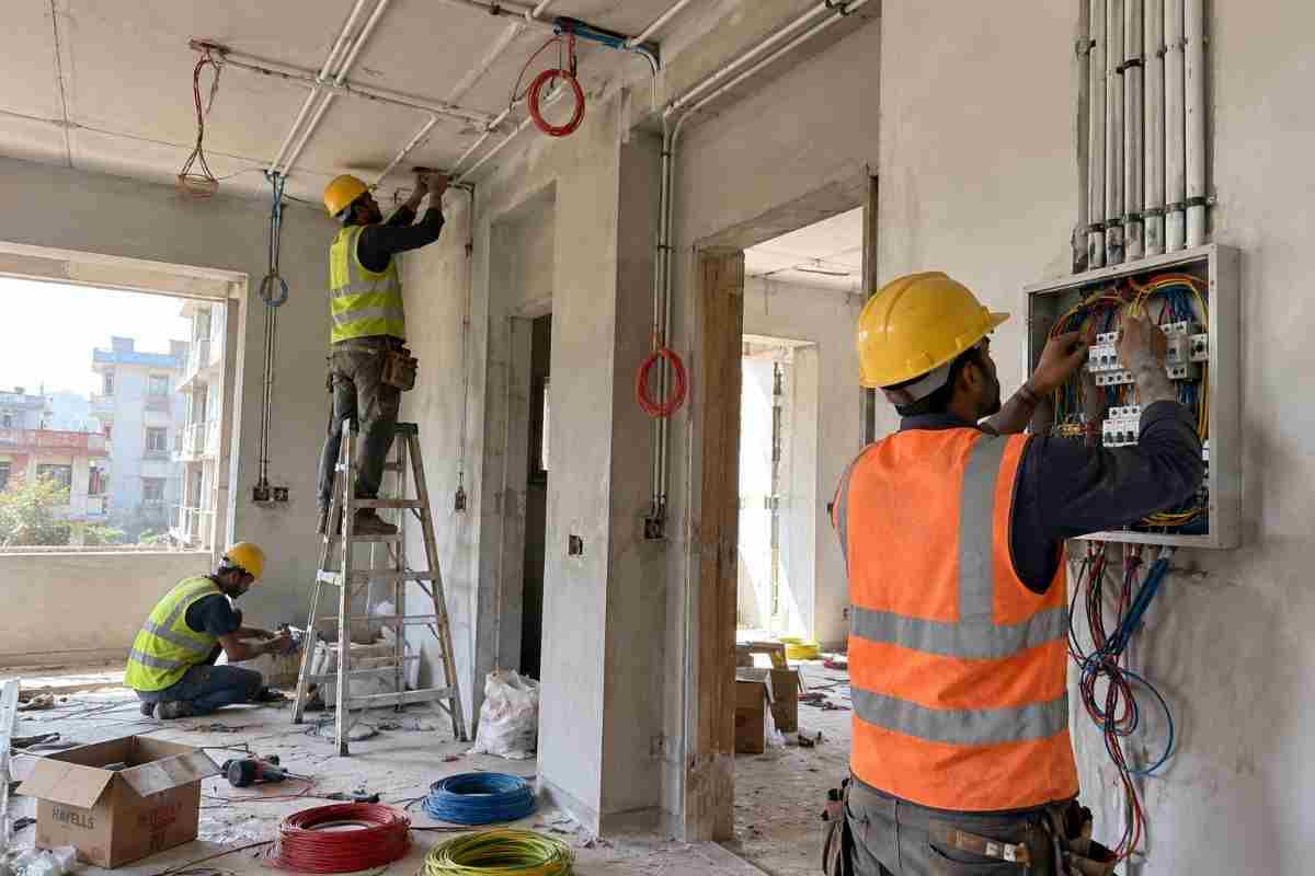 Electrical installation work inside a building