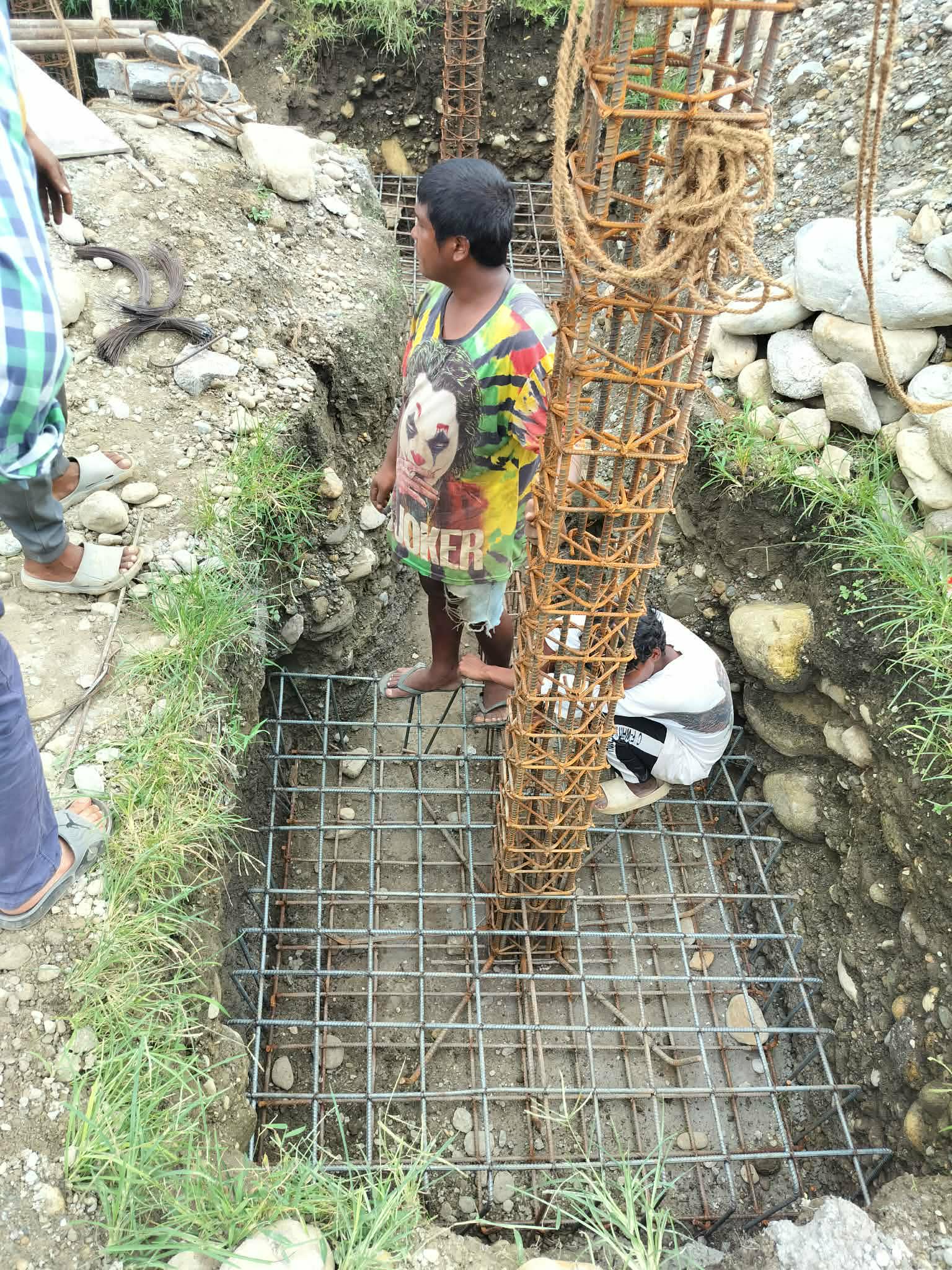 Foundation reinforcement work in progress