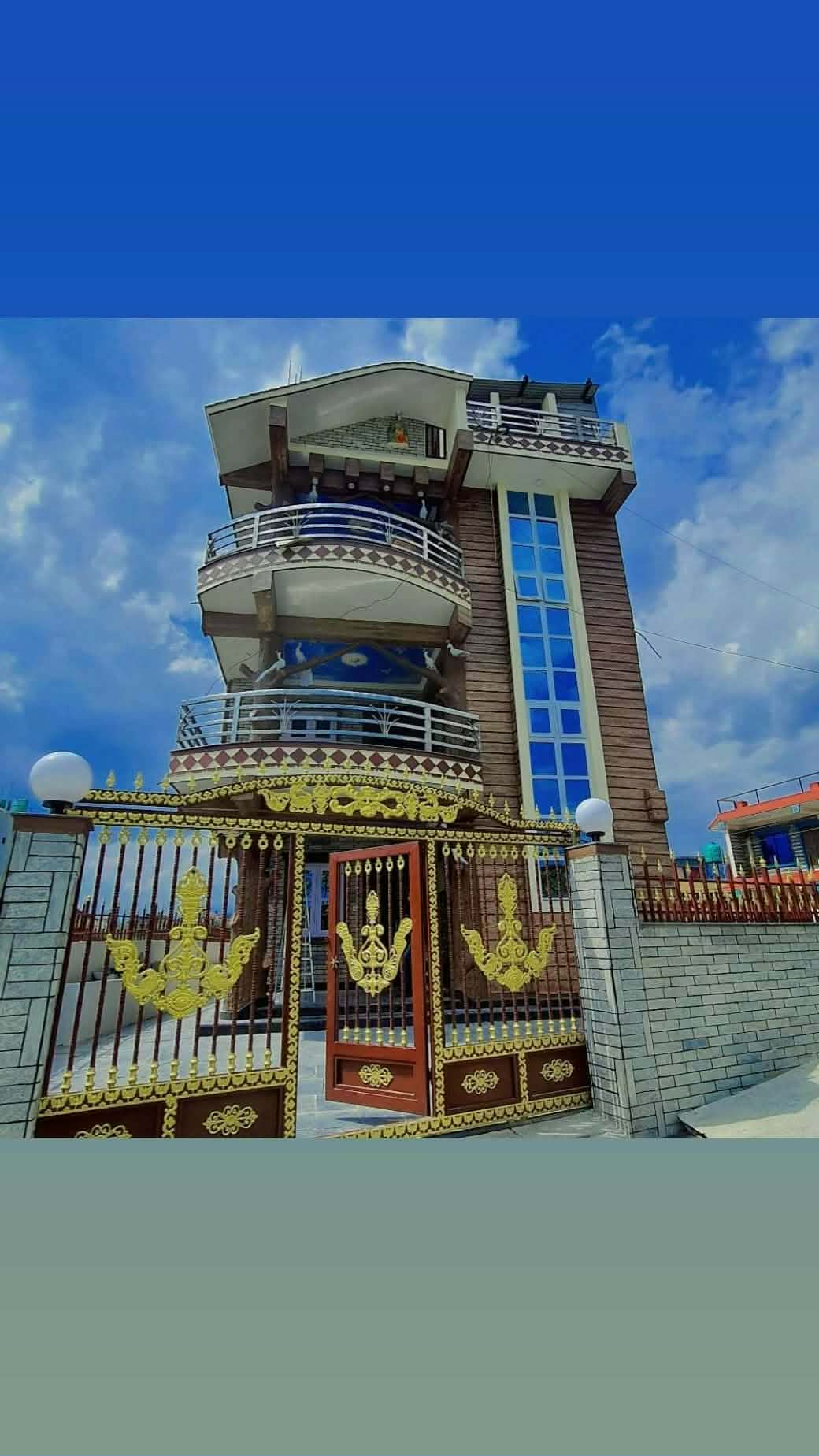 Completed residential entrance and exterior detail by Kamala Construction Pvt. Ltd.