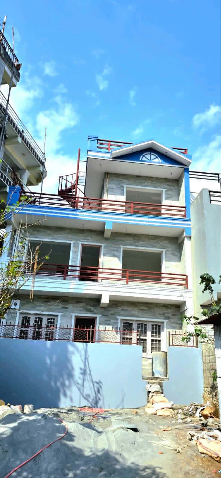 Residential building exterior with open balconies