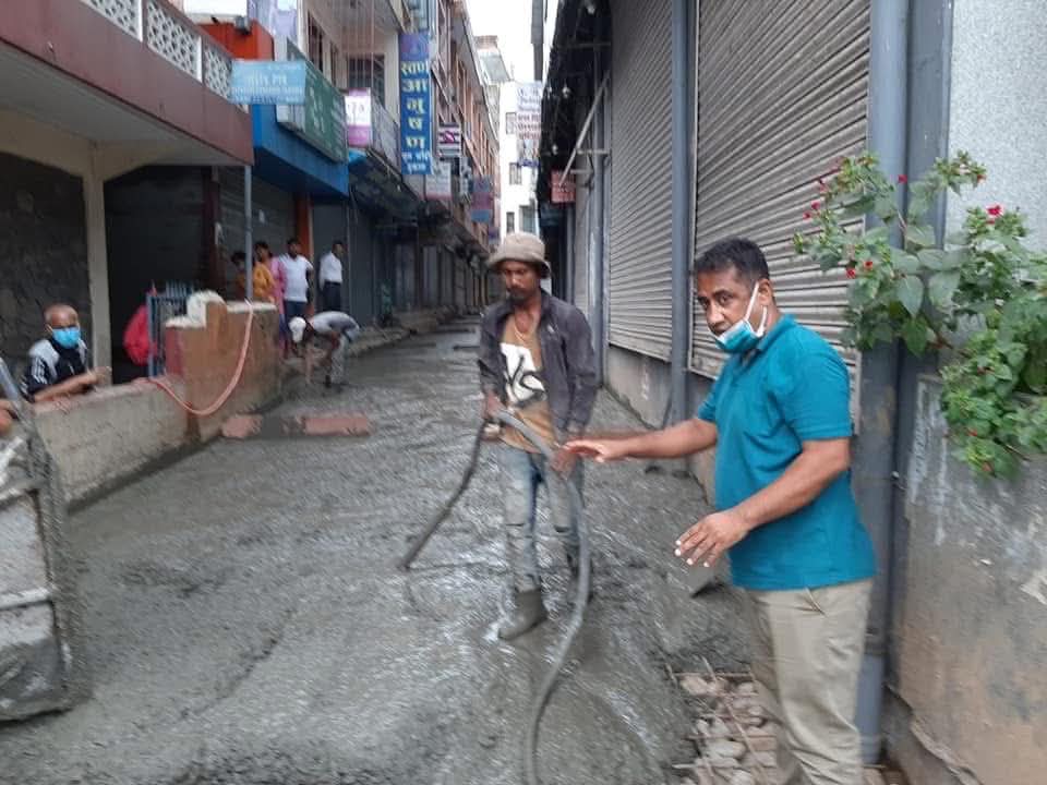Kamala Construction Pvt. Ltd. road concreting work in progress